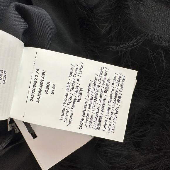 Marella Demien Mini Skirt Black Fringe High Waist Party Straight Pencil US 6 NWT - Picture 13 of 16